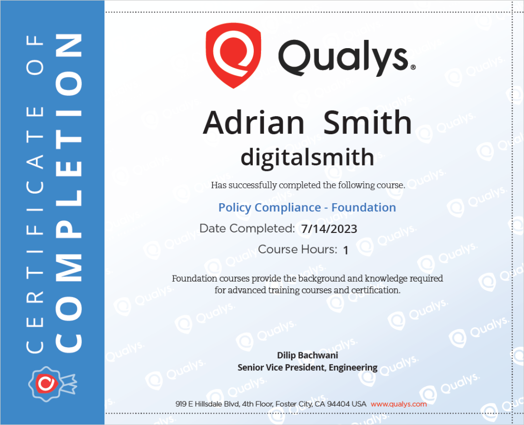 QUALYS POLICY COMPLIANCE